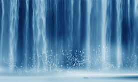 招财瀑布山水画幕墙