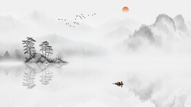 意境水墨山水画