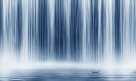 瀑布山水背景墙