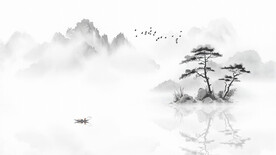 新中式水墨山水背景墙