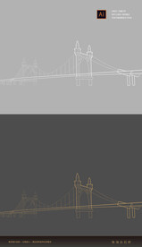 珠海白石桥矢量图线稿图手绘