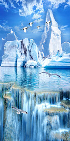 现代冰山流水装饰画