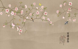 中式花鸟山水背景