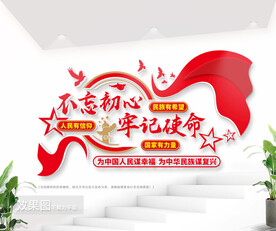 不忘初心牢记使命党建室文化墙