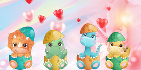 卡通恐龙背景墙