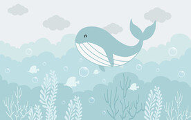 鲸鱼小清新卡通海底背景墙