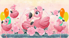 卡通火鸟背景墙