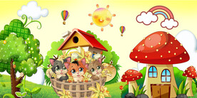 卡通儿童猫背景墙