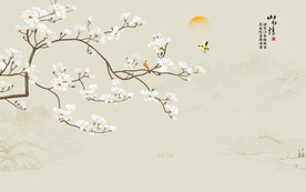 新中式花鸟画背景墙