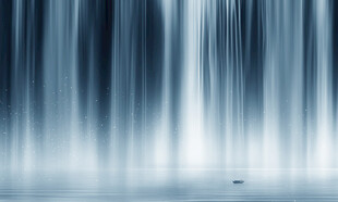 蓝色瀑布山水画