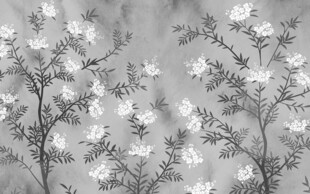 北欧森林花卉黑白背景墙壁画