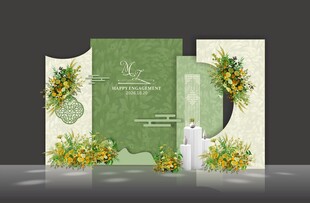 白绿牛油果婚礼背景布置