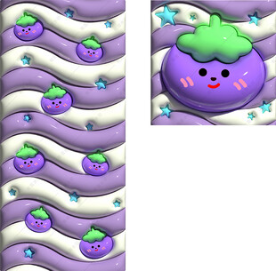 3D茄子手机壁纸膨胀风