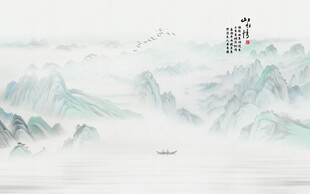 大气意境水墨山水背景