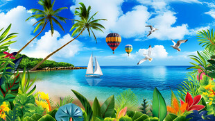 热带海岛风景画