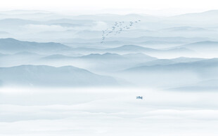 新中式极简水墨山水画背景墙