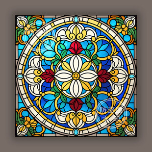 蒂凡尼教堂彩色玻璃艺术贴膜图案