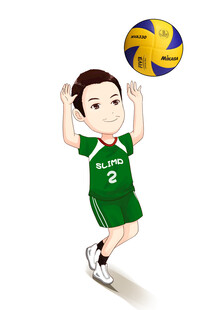 超精细Q版玩排球男生