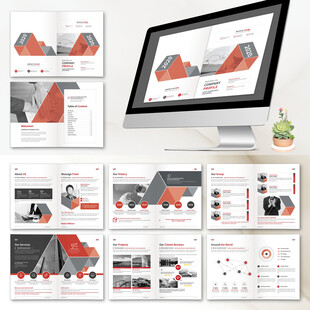 红色简约画册ID设计模板