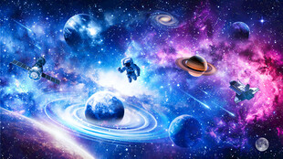 梦幻宇宙星空太空星球宇航员背景