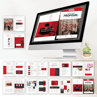 红色时尚画册ID设计模板