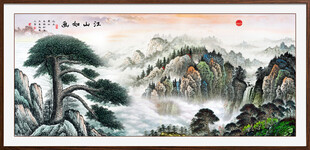 黄山迎客松国画