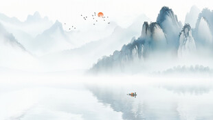 国画意境山水风景