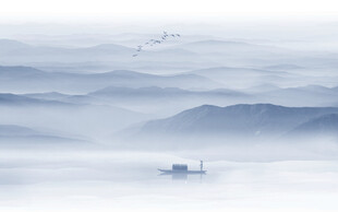 中式山水画水墨电视背景墙