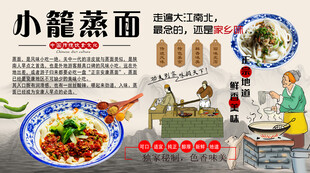 小笼蒸面背景墙