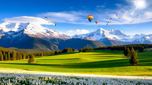 天山草原雪山草地