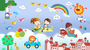 卡通儿童房背景墙