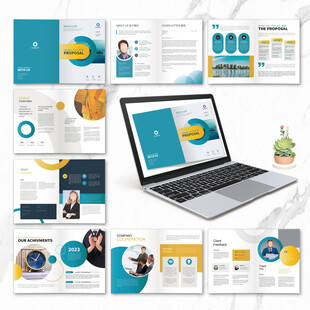 蓝色商务画册word设计模板