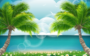 沙滩美景儿童房壁纸壁画