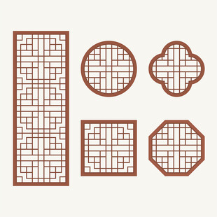 中式花纹 窗花格 镂空隔断