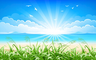 唯美海景儿童房卡通背景墙