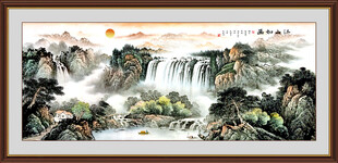 旭日东升山水画