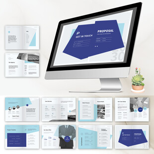 蓝色集团画册ID设计模板