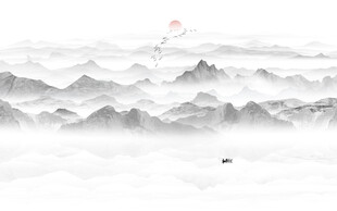 禅意水墨山水画