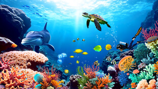 海底世界儿童房背景墙