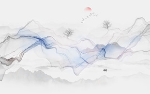 抽象意境山水画背景墙