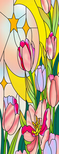 高清分层郁金香彩绘玻璃打印图