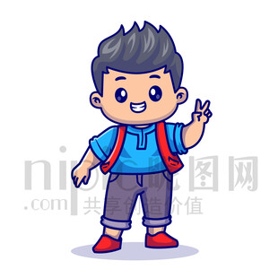 可爱卡通商务人士男孩