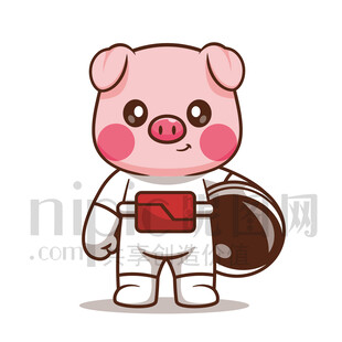 可爱卡通动物宇航员小猪猪