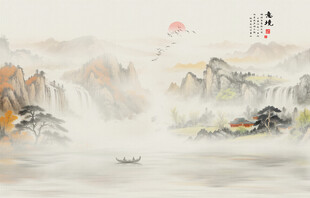 意境水墨山水画