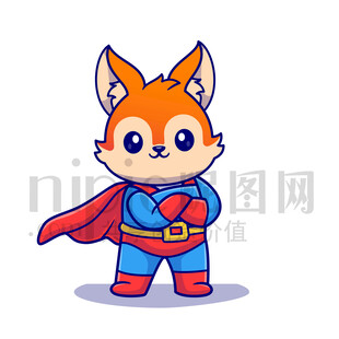 可爱卡通超人狐狸
