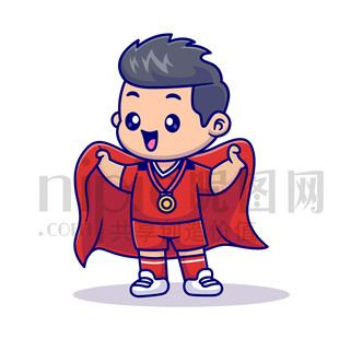 可爱卡通获得奖牌的运动员