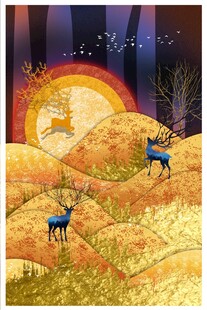 抽象金山发财鹿