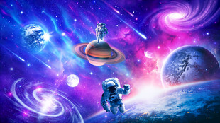 梦幻外太空星球宇宙星空极光背景