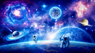 宇宙星球太空宇航员星空银河背景