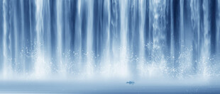 流水生财瀑布背景墙